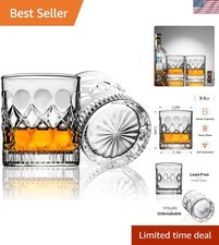 Luxury Whiskey Glass Set of 2 with Beautiful Carved Patterns - Perfect Gift