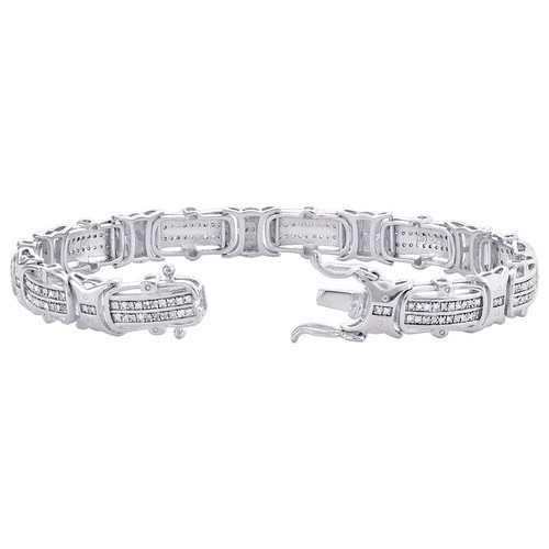1 DEW Ct Brilliant Moissanite 14K White Gold Plated Link Statement Bracelets 8" - 第 4/12 張圖片