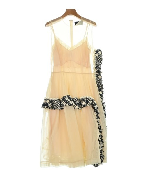 beige colored dresses Fit and Flare Floral Dress in Beige main image 1