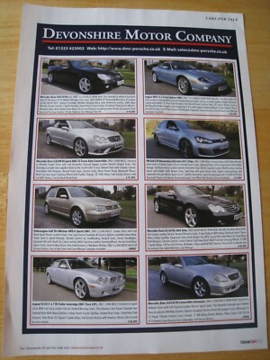 DEVONSHIRE MOTOR COMPANY AUTO LAGERLISTE JAG MERC POSTER WERBUNG A4 GRÖSSE DATEI 7
