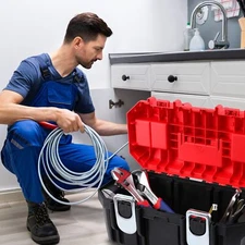 16" Heavy Duty Part Organizer Toolbox Portable Tool Box Removable Tray with Lock