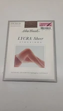 Nice Touch Sandstone Lycra Sheer Stockings Gartered Reinforced Size A NEW