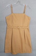 Asos beige denim dress 6 sleeveless belted short A line casual tan brown
