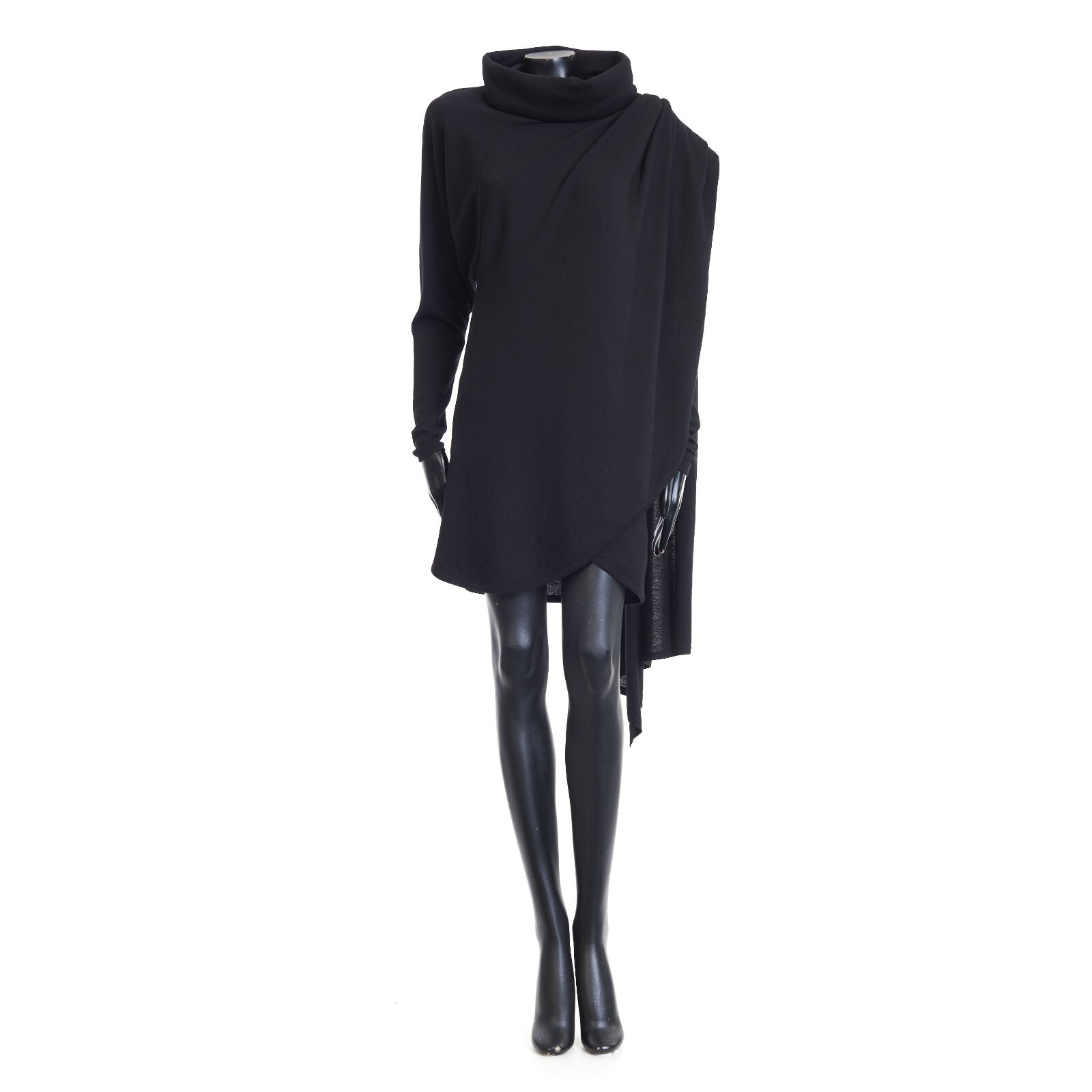 Черное Шерстяное платье с капюшоном от SAINT LAURENT, 3690$