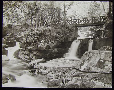Glas Magic Lantern Slide WEST LYN LOWER FALLS & BRIDGE C1890 SOMERSET PHOTO