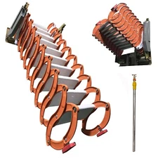 Retractable Folding Loft Ladder 10+2Steps Wall Mounted Extension Stairs8.2-9.2ft