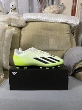 Image of Adidas X Crazyfast.4 FxG White/Green Football Boots BNIB Size 9.5uk HQ4535