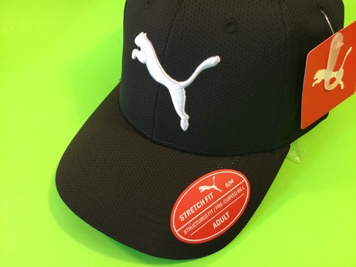 PUMA Stretch Fit Adult Hat Size S/M Black w/White - Picture 10 of 12