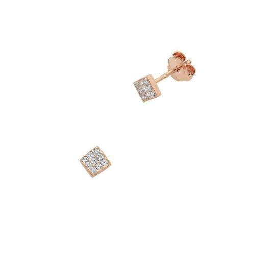 Dazzling Cubic Zirconia Pave Square Shape Stud Earrings In Rhodium - Foto 8