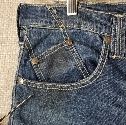 Rock & Republic Rider Straight Leg Jeans Mens 36x32 Blue Denim Button Flap - Picture 2 of 14