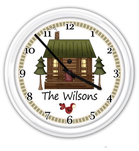 Cottage Cabin PERSONALIZED Wall Clock Country Primitive Decor Rustic GIFT