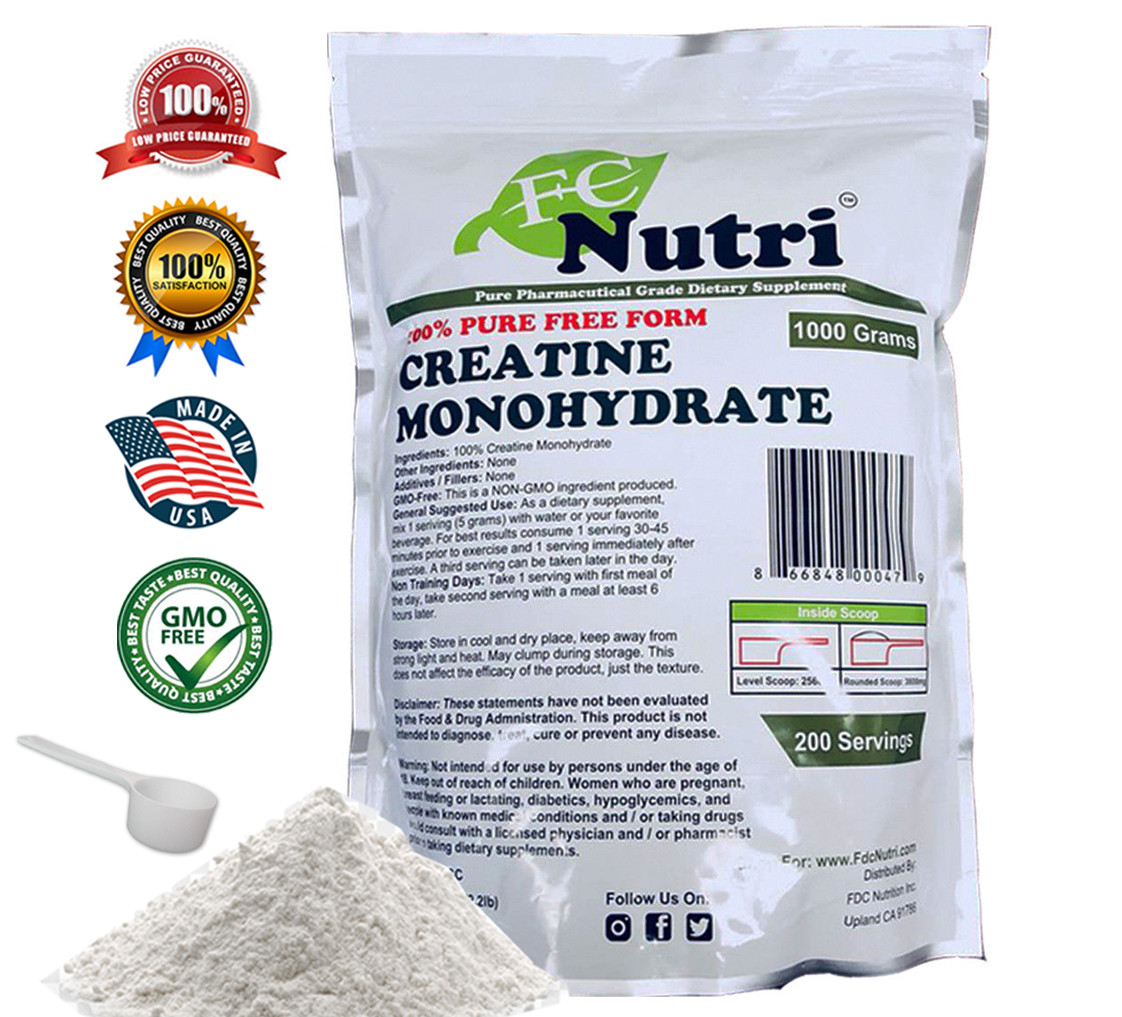 Creatina monohidrato 100 % puro en polvo 1000 g (2,2 lb) micronizado por FDC NUTRITION