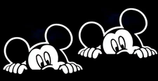 Mickey Peeking Two PK 5" White Vinyl Decals Car Truck Windows Mug Tablet Tumbler