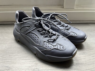 ECCO Womens Grey Soft Leather Chunky Sneaker Trainers -Size