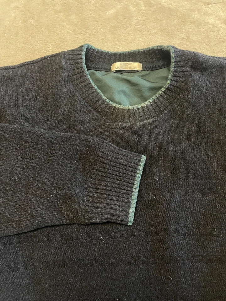 Suéter de Lana de Cordero Azul Marino St. Michael Marks & Spencer De Colección M Forro de Poliéster Foto 3 de 4