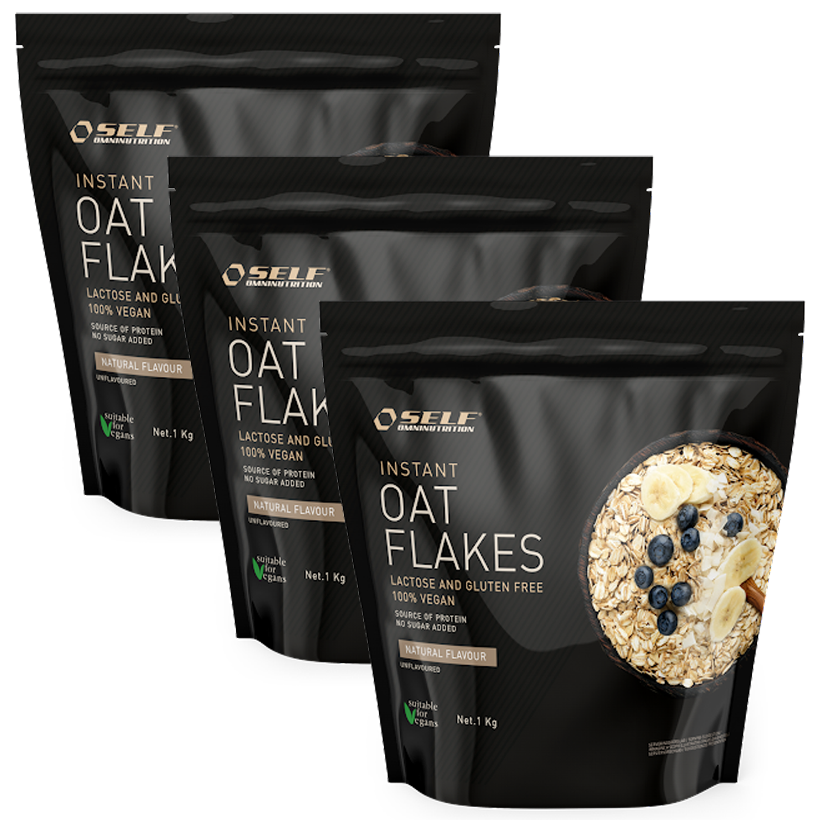 Self Omninutriton Instant Oat Flakes 3 X 1 KG Fiocchi d'avena gusto Naturale