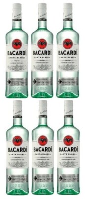 6 Flaschen Bacardi Rum White Glas Neu 37,5% a 0,7L Glas Orginal