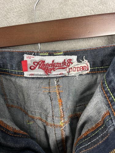 Akademiks Y2K Wide Leg Embroidered Hip Hop Streetwear Denim Jean Shorts 42 - Picture 8 of 12