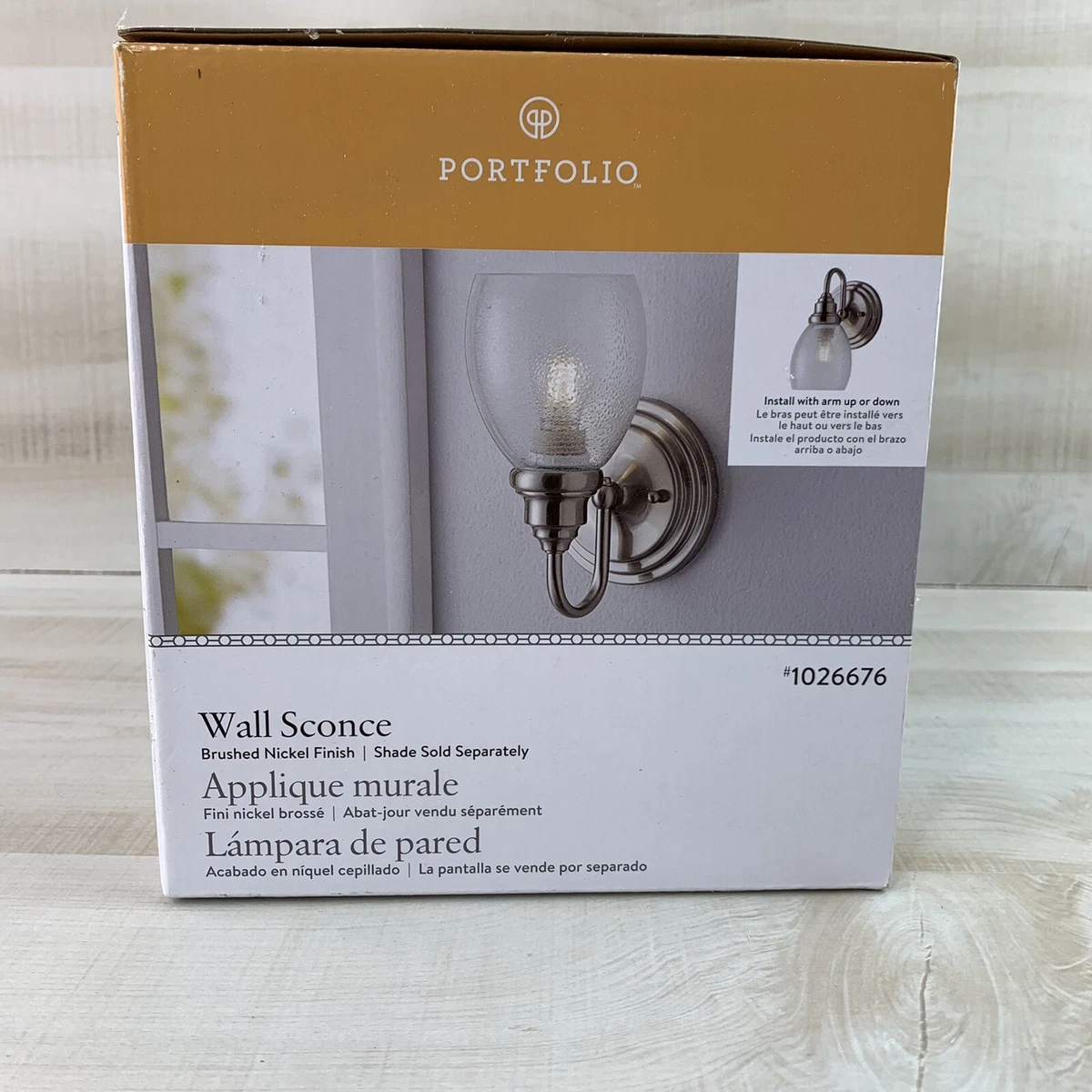 Portfolio 1 Light Wall Sconce Fitter Brushed Nickel Finish Model 1026676 New