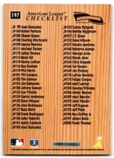 1996 Pinnacle Aficionado American League Checklist Pinnacle Aficionado American