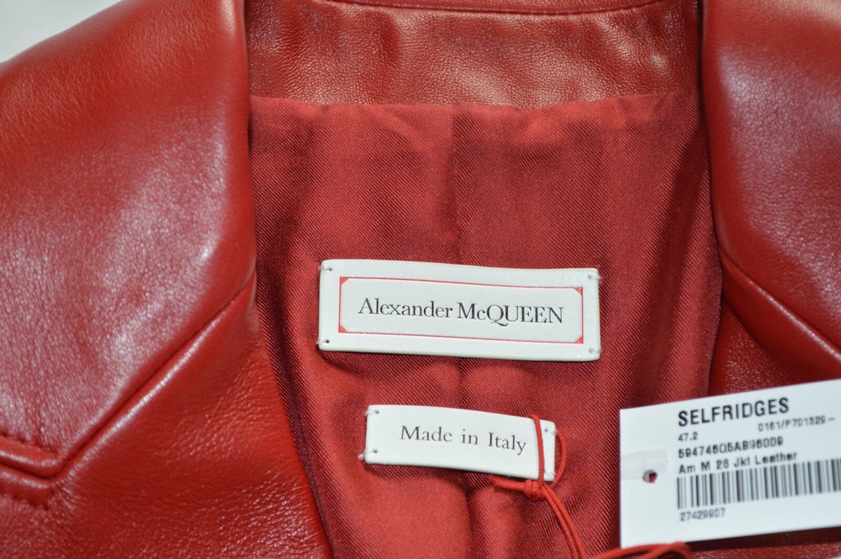 Alexander McQueen Red Leather Double Breasted Jacket Coat Alexander McQueen Red Leather Double Breasted Jacket Coat