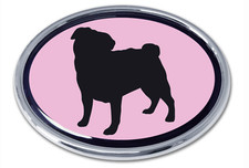 pug pink chrome auto emblem decal usa made