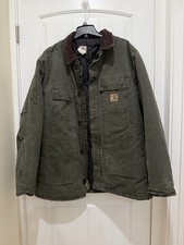 Carhartt Coat Zip Up Quilted Rn 14806 Moss Color Sz XL Tall C26-MOS Made In USA