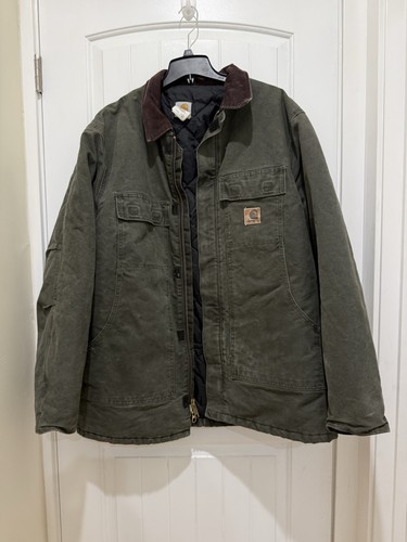 Carhartt Coat Zip Up Quilted Rn 14806 Moss Color Sz XL Tall C26-MOS Made In USA
