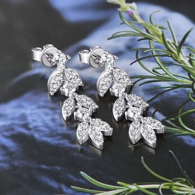 2Ct Round Cut Simulated Diamond Stunning Drop Earrings In 14k White Gold Plated