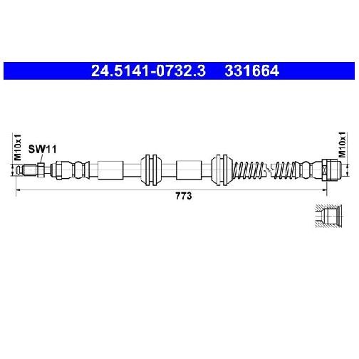 2X Bremsschlauch Vorne FüR Porsche Cayenne 9P 4.8 02 Bis 10 ATE M022Y M4800-image