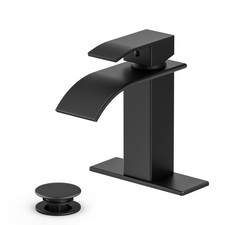 Ryuwanku Bathroom Faucet Matte Black Modern Waterfall Short,