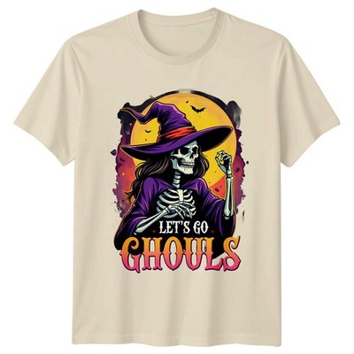 Lets Go Ghouls Hexe Skelett Halloween Herren Damen Grafik T-Shirt