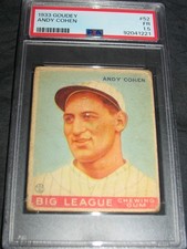 1933 Goudey #52 Andy Cohen PSA 1.5 Fair ~ New York Giants