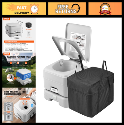 #ad Portable Camping Toilet 3.2 Gal Flush amp; Waste Tank Pressurized Commode Travel $124.99