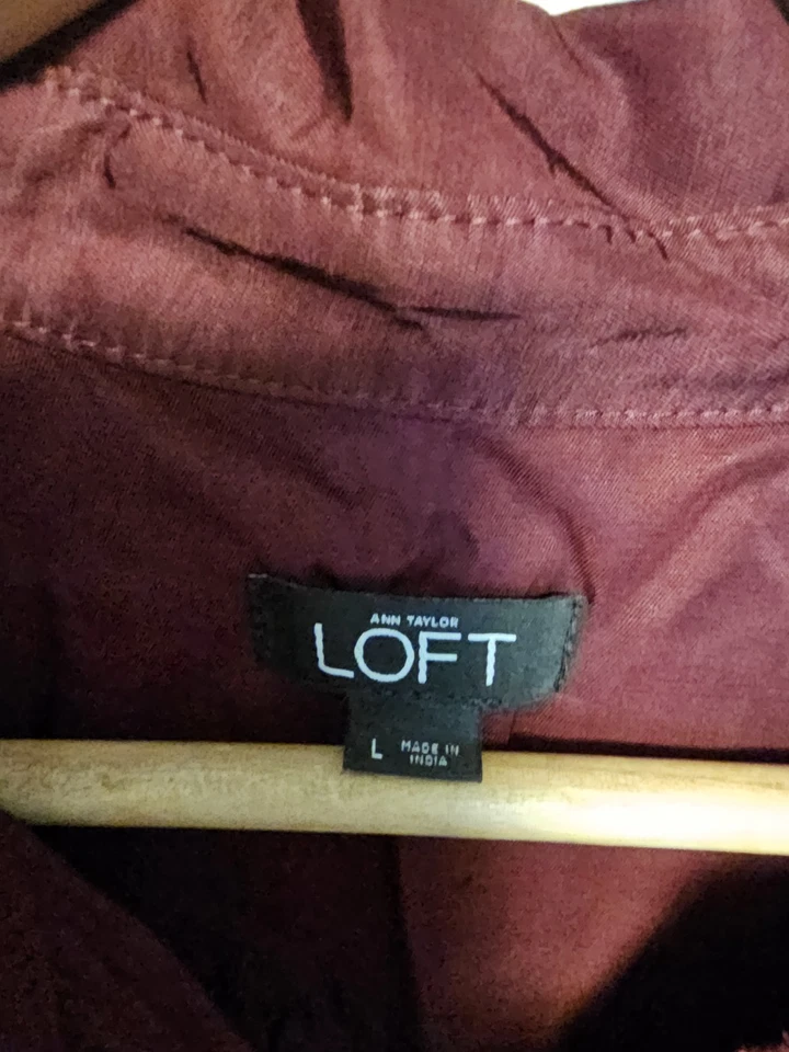 Mono Ann Taylor LOFT para mujer L granate manga larga cintura elástica Foto 2 de 3