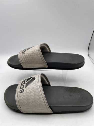 Adidas Adilette Eco Slides Ciabatta Uomo Tg 8 Pelle Bianca Casual Slip On