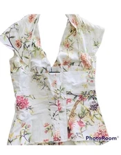 Roberto Cavalli Beige Floral Bustier Top Silk Blouse Back Exposed Just Cavalli
