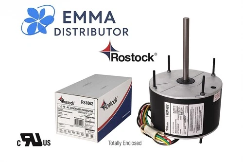 ROSTOCK A/C Condenser Fan Motor 1/4 HP 230V 825 RPM CW/CCW SHAFT 1/2" UL APPROV.