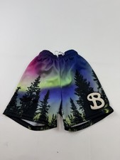 BKTSQD Shorts Boys Large Multicolor Northern Lights Forest 6 Inseam Basketball