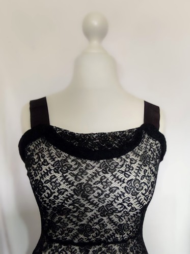 Antique Art Deco 1920s 1930s Black Lace Flapper Dress Silk Chiffon Inserts - Picture 4 of 21