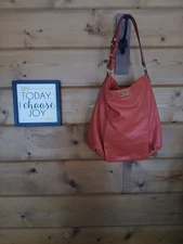 COACH Isabelle Leather Purse Shoulder bag Coral J1275-21224 Bucket Tote Boho 