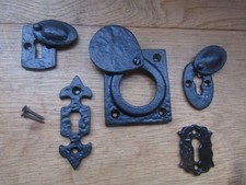 cast iron Black antique KEYHOLE cover escutcheon key hole plate covered open Vin