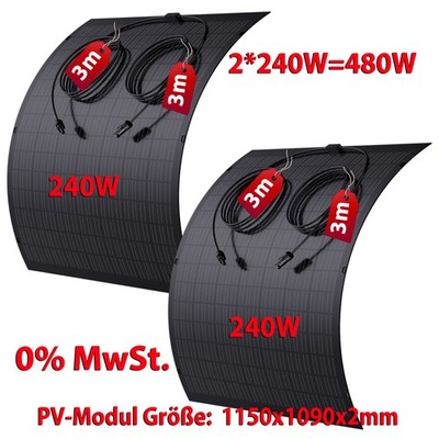 480W Flexibel Solarmodul Solarpanel Flex PV Modul für Camper Wohnmobil Balkon