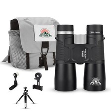 Ultimate Outdoors 12x50 HD Binoculars for Adults   Powerful Jet Black