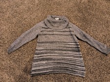 CHRISTOPHER BANKS SHADES OF GRAY LONG COWL NECK SWEATER Size XL