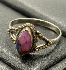 EUC Sterling Silver Copper Purple Turquoise Ring Size 8.75 A5