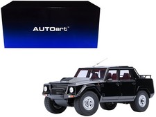 Lamborghini LM002 Nero Tenebre Black w Red Interior 1/18 Model Car Autoart