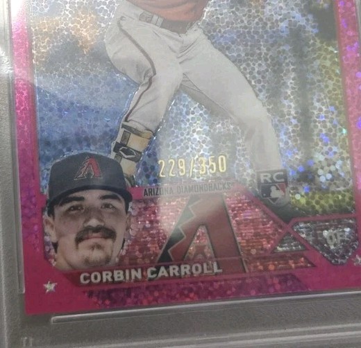 2023 Topps Chrome Corbin Carroll RC #95 Magenta Speckle /350 PSA 10 GEM MINT view 2