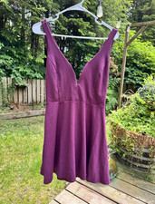 Lulus Purple Solid V-Neck Mini Dress Spaghetti Strap Zip Women’s XL