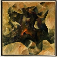 SUSAN HARITON VINTAGE MID CENTURY MODERN ABSTRACT OIL PAINTING OLD CUBISM 1960s